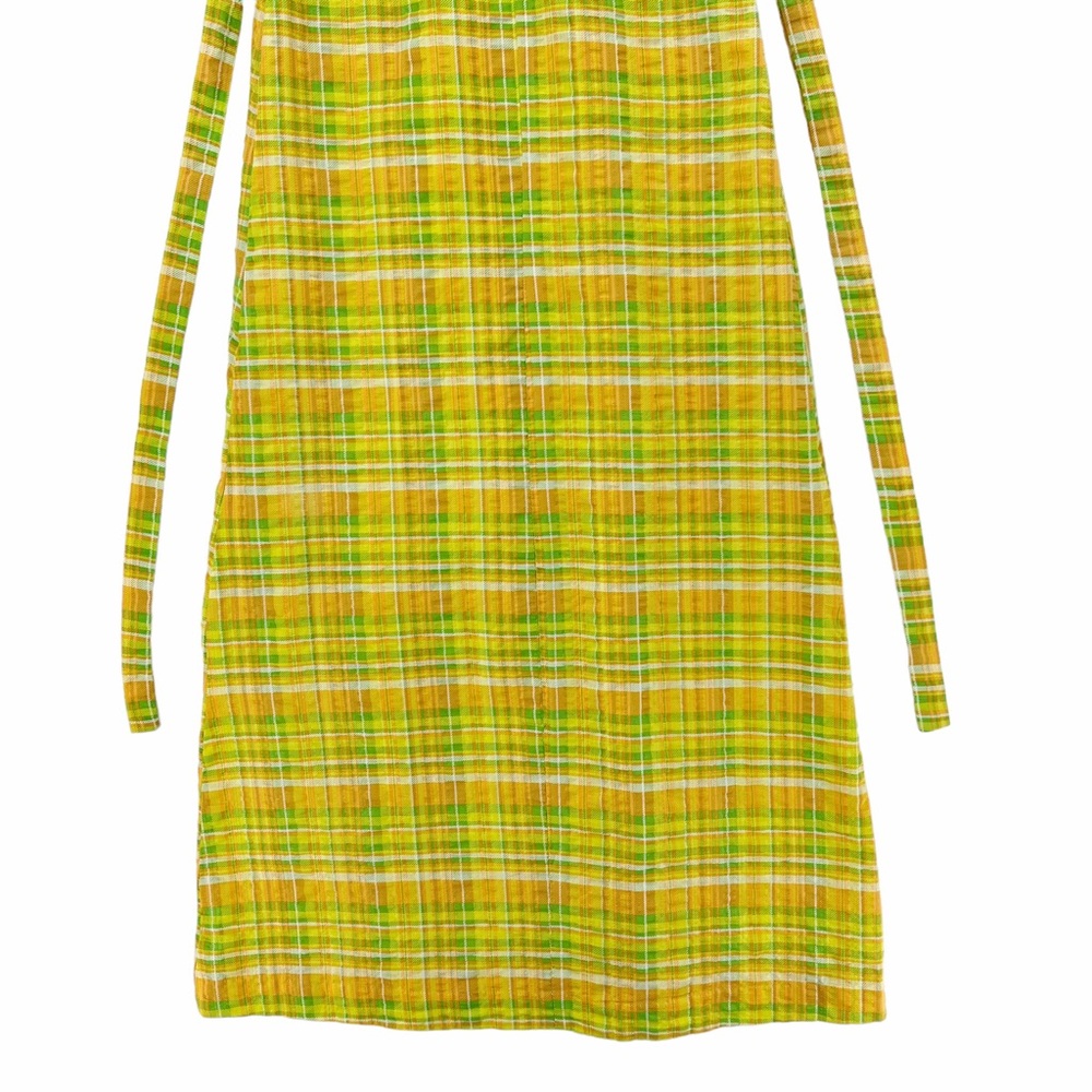 Vintage Yellow, Green, White Plaid Maxi Dress Made in the USA Union Label - Picture 7 of 15